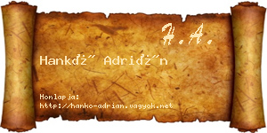Hankó Adrián névjegykártya