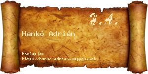 Hankó Adrián névjegykártya